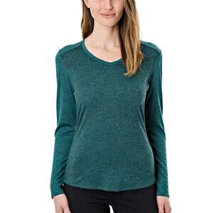 SEG'MENTS 100% Merino Wool V Neck Knit Top Teal Long Sleeve Base Layer Women's M